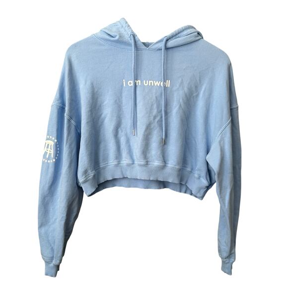 Call Her Daddy I am Unwell Cropped Hoodie Blue Medium - Picture 1 of 7